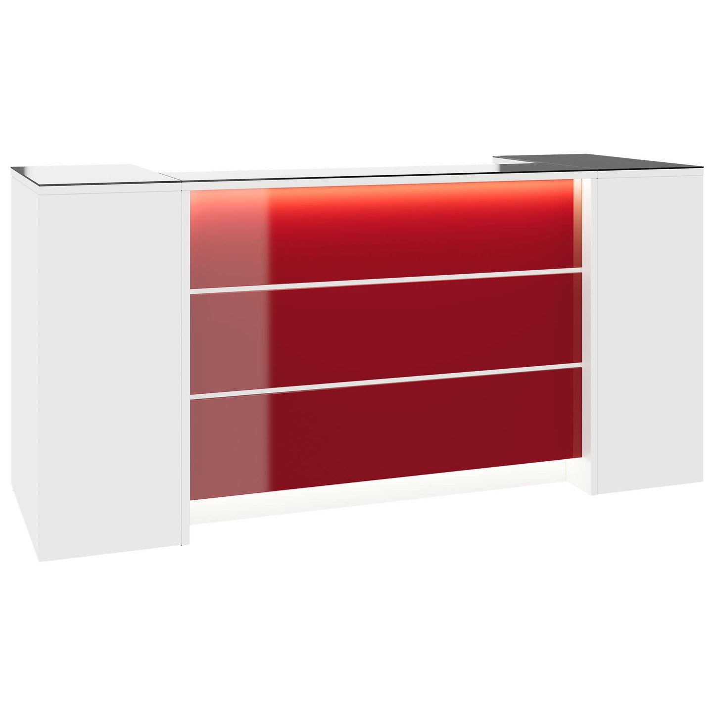 NOVUM Empfangstheke | 2000 - 2400 mm, Multicolor-LED-Beleuchtung, Weiß