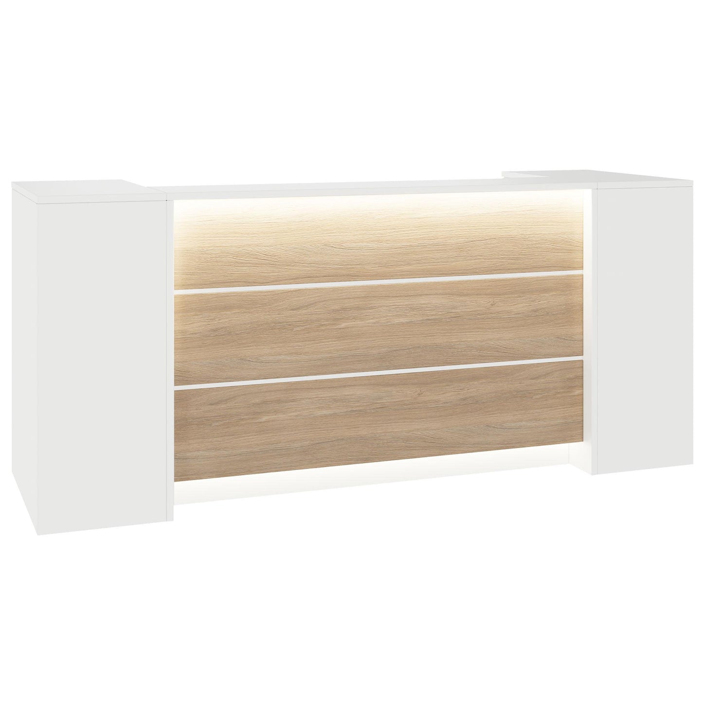 NOVUM Empfangstheke | 2000 - 2400 mm, Multicolor-LED-Beleuchtung, Weiß
