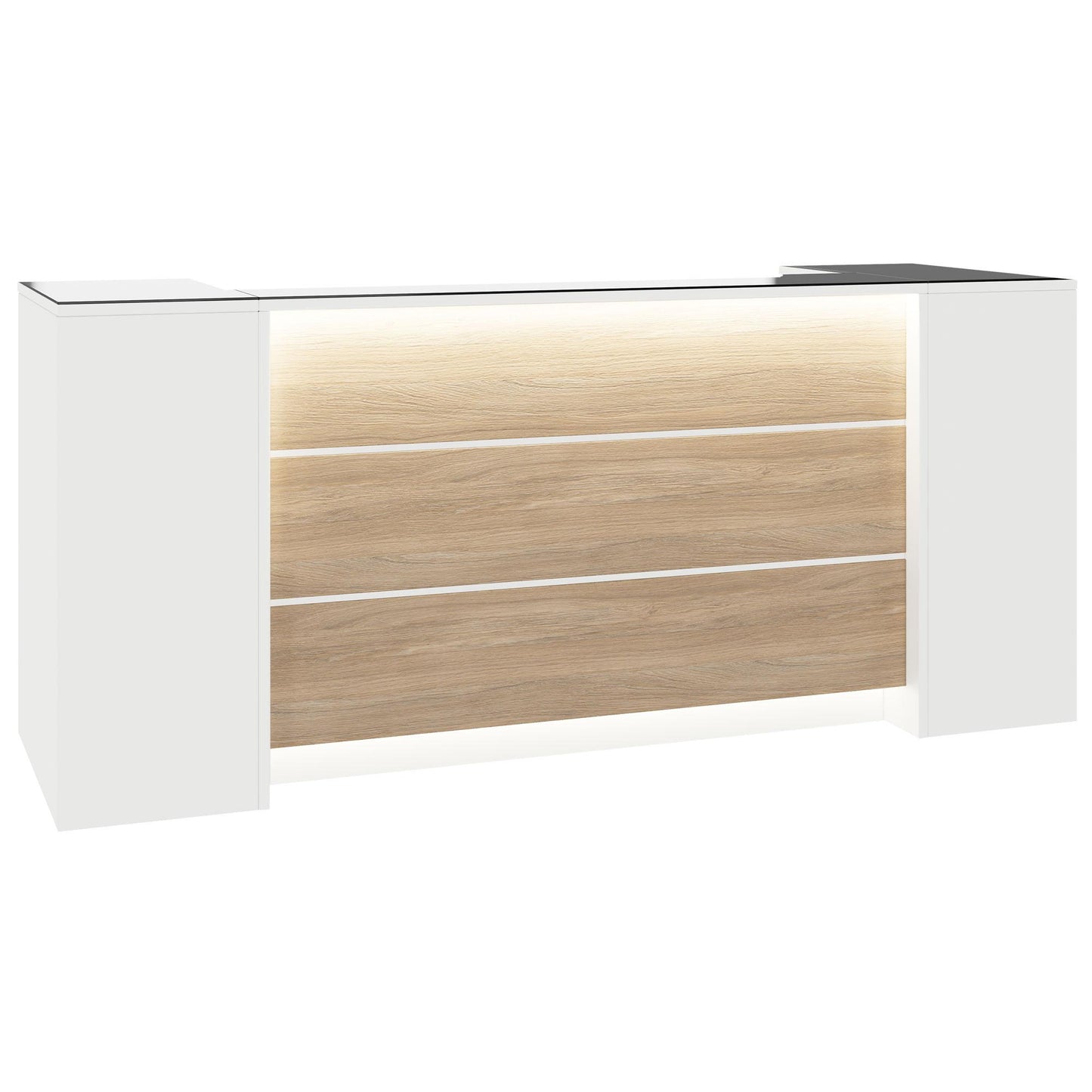 NOVUM Empfangstheke | 2000 - 2400 mm, Multicolor-LED-Beleuchtung, Weiß