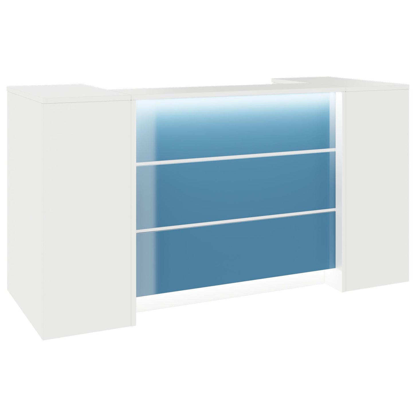 NOVUM Empfangstheke | 2000 - 2400 mm, Multicolor-LED-Beleuchtung, Weiß