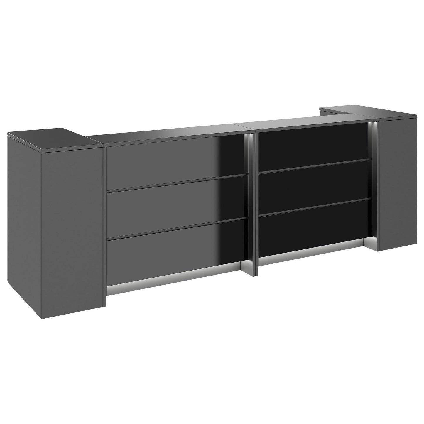 NOVUM Empfangstheke | 3200 - 4000 mm, Multicolor-LED-Beleuchtung, Anthrazit