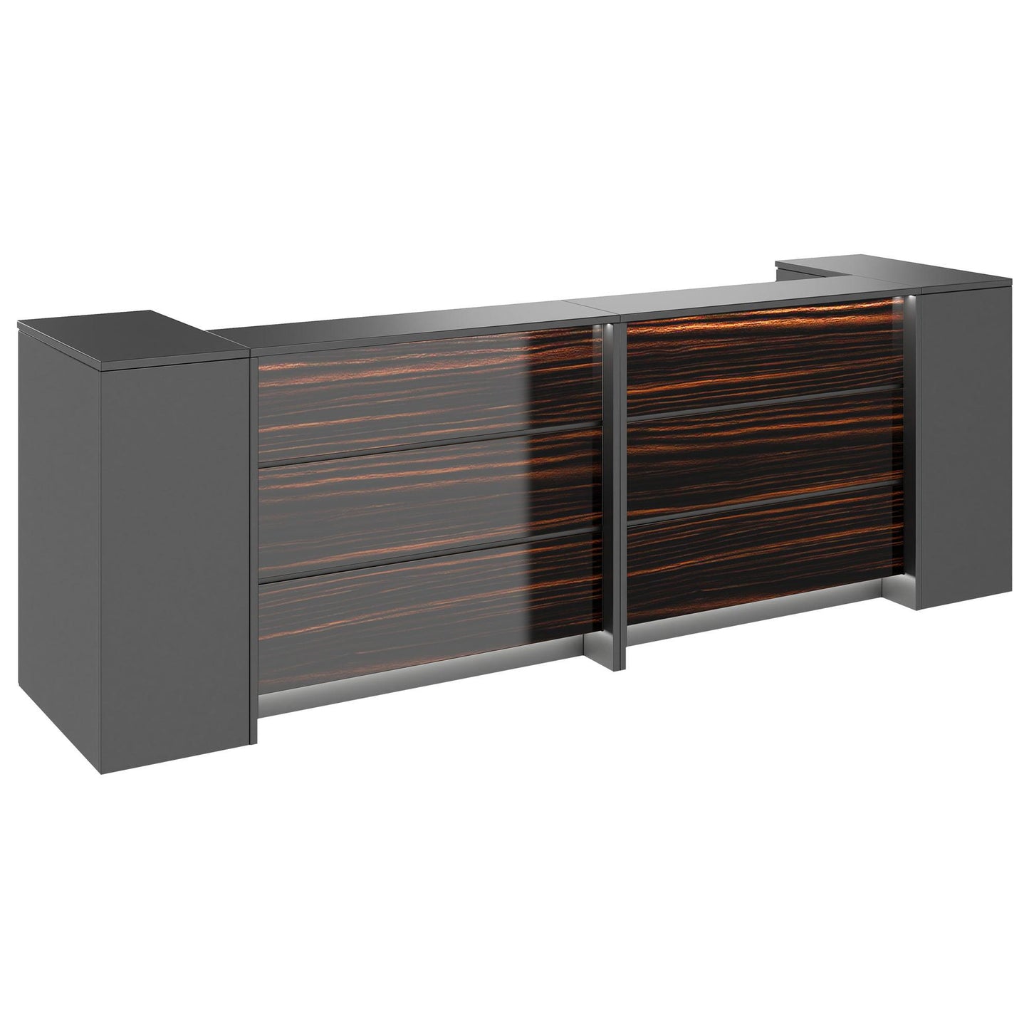 NOVUM Empfangstheke | 3200 - 4000 mm, Multicolor-LED-Beleuchtung, Anthrazit