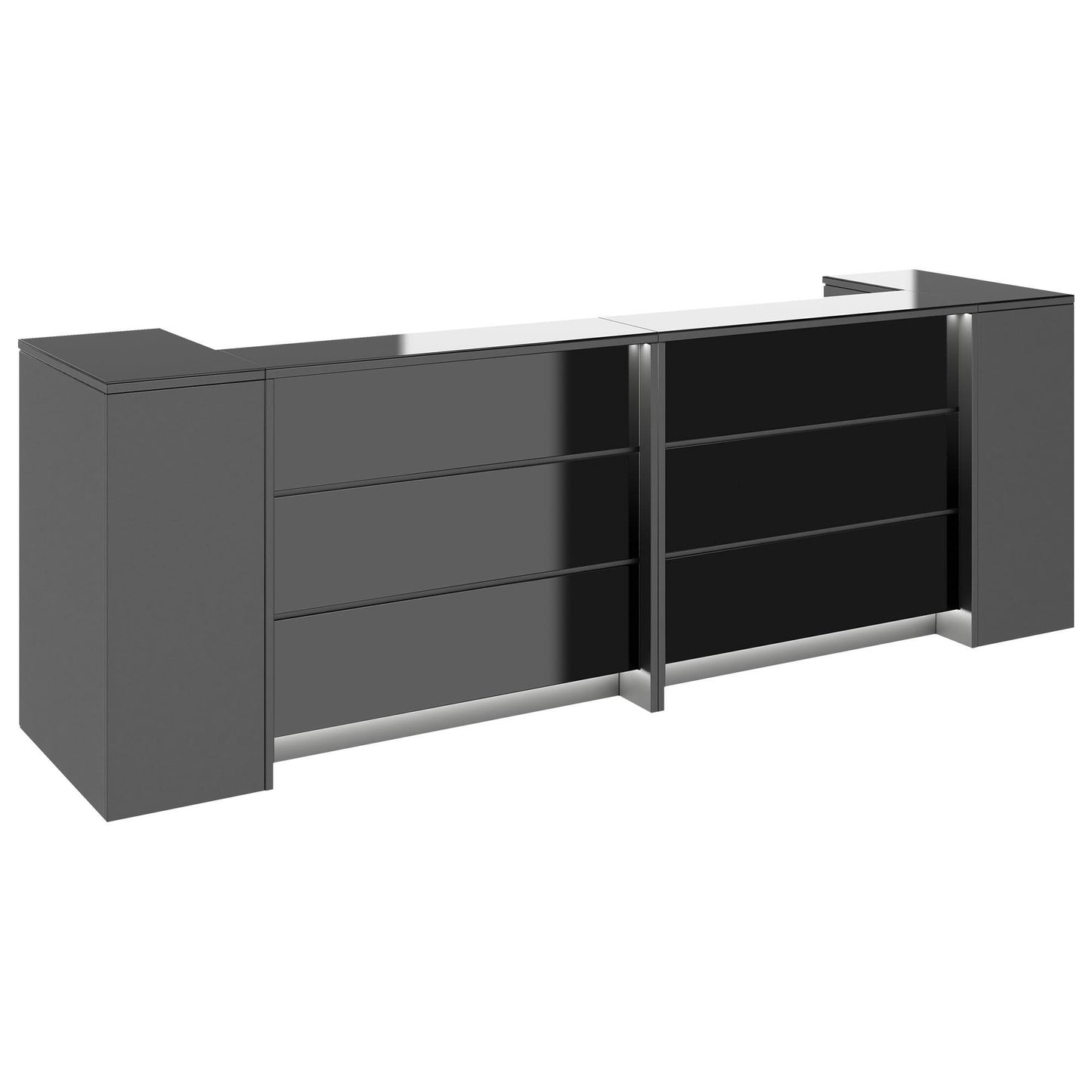 NOVUM Empfangstheke | 3200 - 4000 mm, Multicolor-LED-Beleuchtung, Anthrazit