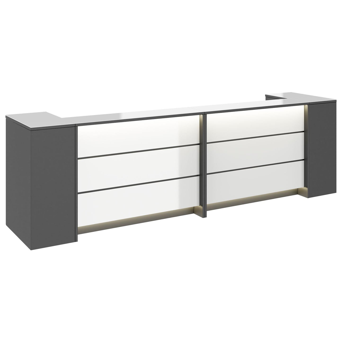 Novum reception counter | 3200-4000 mm, multicolor LED lighting, anthracite