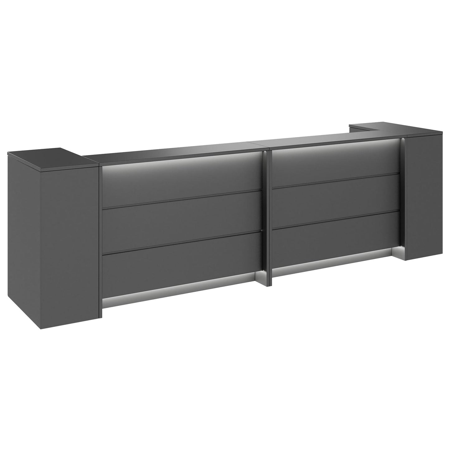 Novum reception counter | 3200-4000 mm, multicolor LED lighting, anthracite