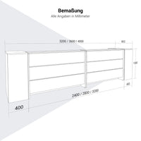 Novum reception counter | 3200-4000 mm, multicolor LED lighting, anthracite