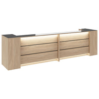 Novum reception counter | 3200-4000 mm, multicolor LED lighting, amber oak