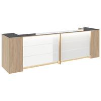 Novum reception counter | 3200-4000 mm, multicolor LED lighting, amber oak