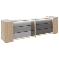 Novum reception counter | 3200-4000 mm, multicolor LED lighting, amber oak