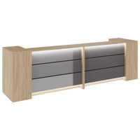 Novum reception counter | 3200-4000 mm, multicolor LED lighting, amber oak