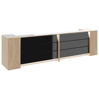 Novum reception counter | 3200-4000 mm, multicolor LED lighting, amber oak