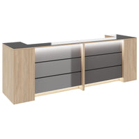 Novum reception counter | 3200-4000 mm, multicolor LED lighting, amber oak