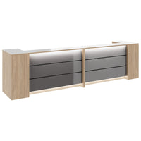 Novum reception counter | 3200-4000 mm, multicolor LED lighting, amber oak