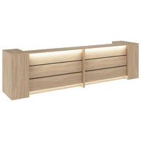 Novum reception counter | 3200-4000 mm, multicolor LED lighting, amber oak