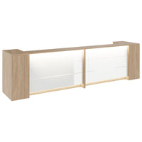 Novum reception counter | 3200-4000 mm, multicolor LED lighting, amber oak