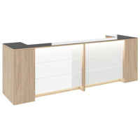 Novum reception counter | 3200-4000 mm, multicolor LED lighting, amber oak