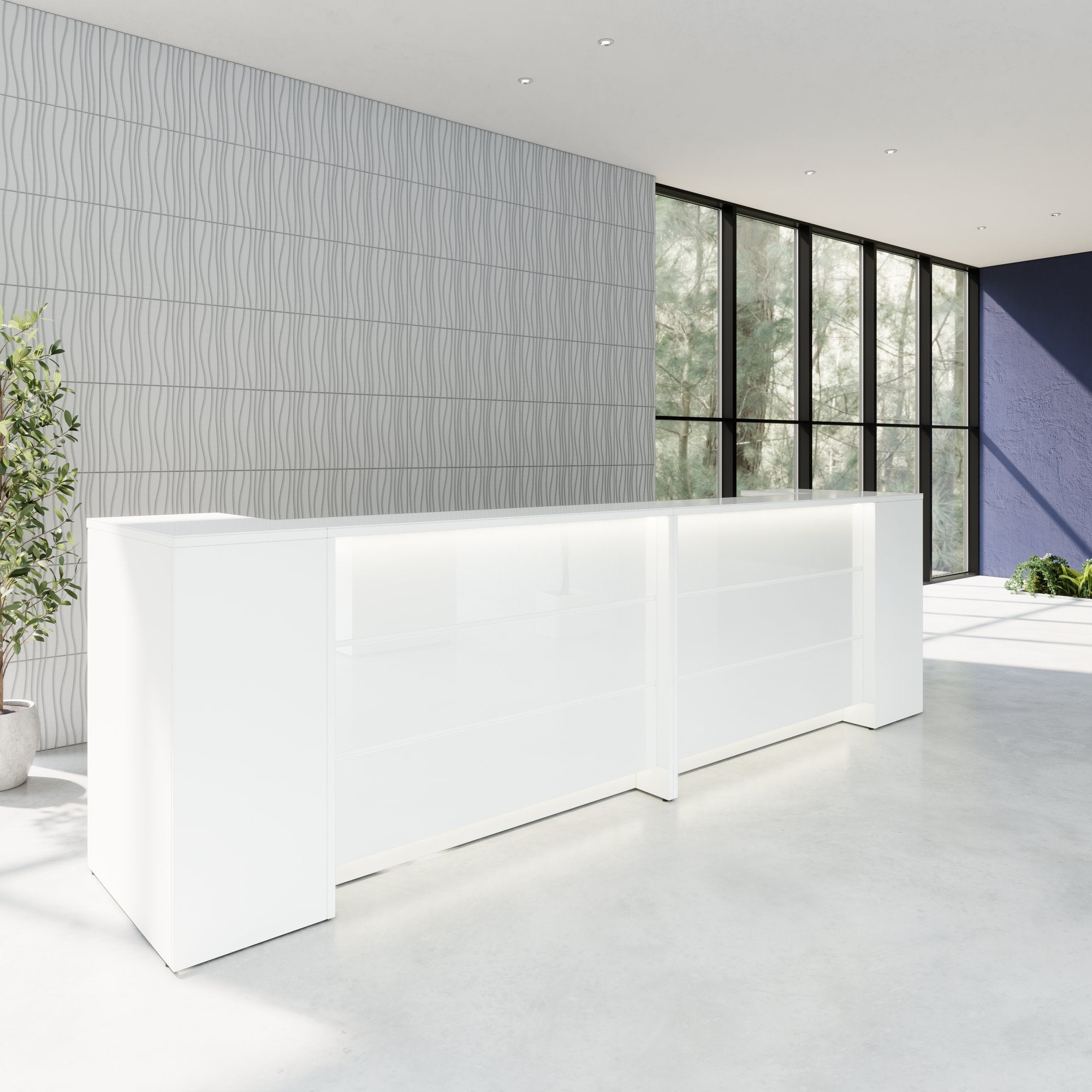 Contatore di accoglienza Novum | 3200-4000 mm, illuminazione a LED multicolore, bianco
