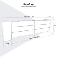 NOVUM Empfangstheke | 3200 - 4000 mm, Multicolor-LED-Beleuchtung, Weiß