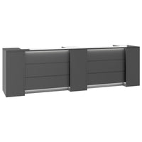 NOVUM Empfangstheke | 3600 - 4400 mm, Multicolor-LED-Beleuchtung, Anthrazit