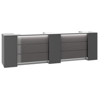 NOVUM Empfangstheke | 3600 - 4400 mm, Multicolor-LED-Beleuchtung, Anthrazit