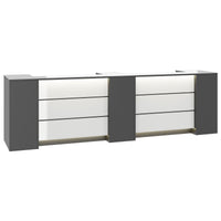 NOVUM Empfangstheke | 3600 - 4400 mm, Multicolor-LED-Beleuchtung, Anthrazit