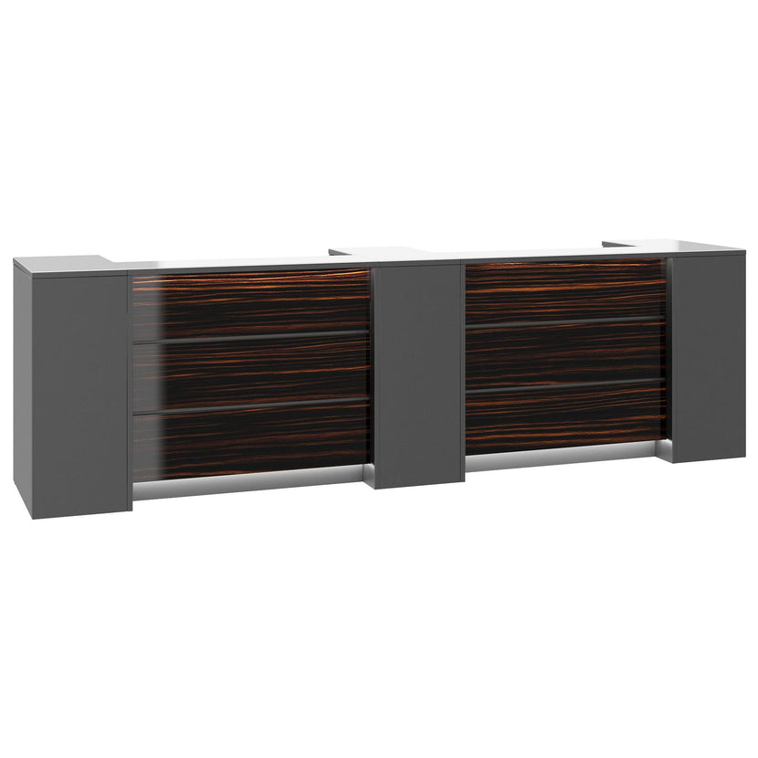 NOVUM Empfangstheke | 3600 - 4400 mm, Multicolor-LED-Beleuchtung, Anthrazit