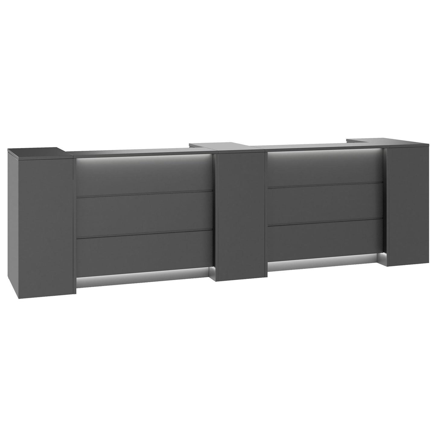 NOVUM Empfangstheke | 3600 - 4400 mm, Multicolor-LED-Beleuchtung, Anthrazit