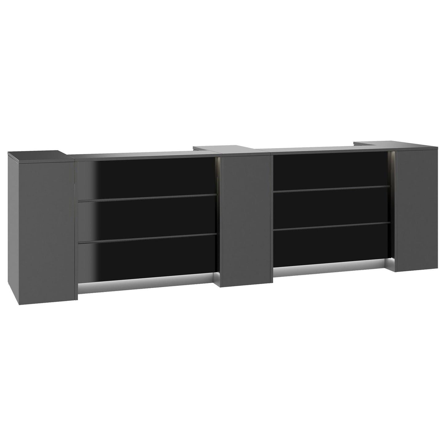 NOVUM Empfangstheke | 3600 - 4400 mm, Multicolor-LED-Beleuchtung, Anthrazit