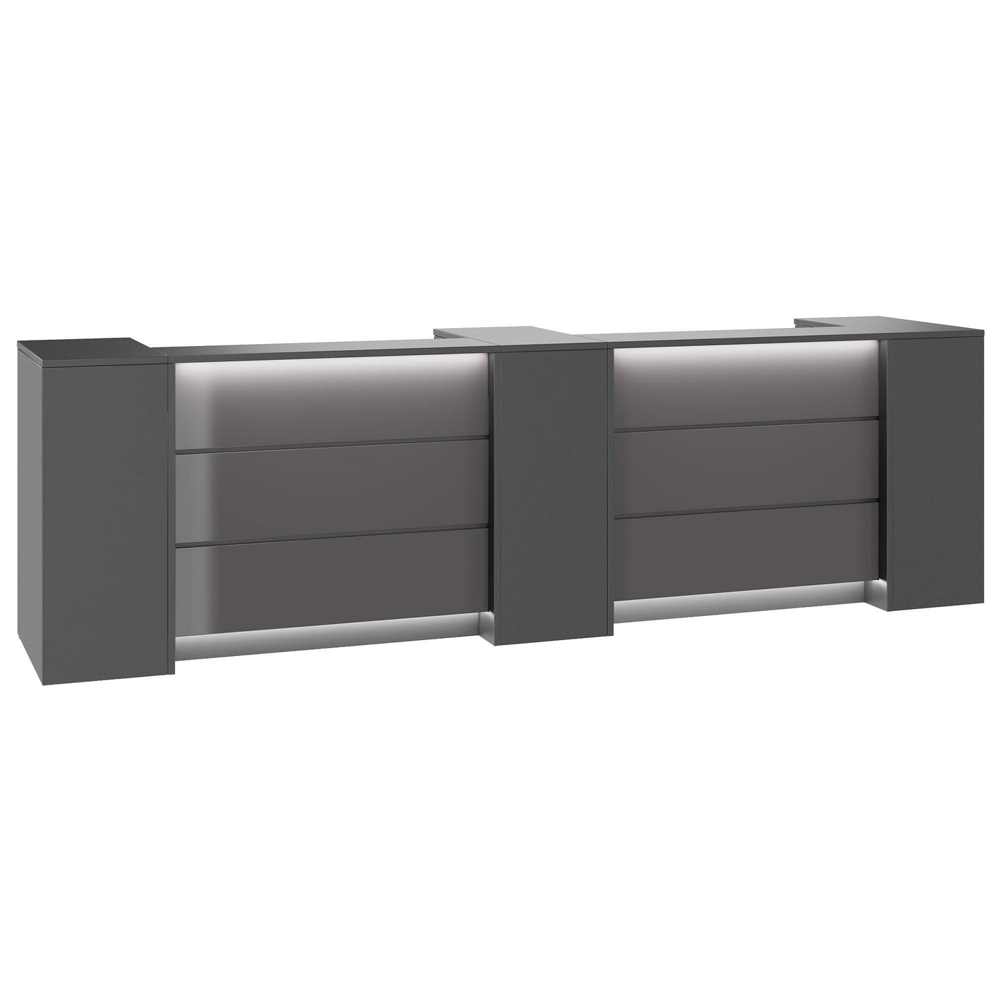 NOVUM Empfangstheke | 3600 - 4400 mm, Multicolor-LED-Beleuchtung, Anthrazit