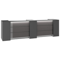 NOVUM Empfangstheke | 3600 - 4400 mm, Multicolor-LED-Beleuchtung, Anthrazit