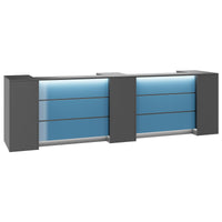 NOVUM Empfangstheke | 3600 - 4400 mm, Multicolor-LED-Beleuchtung, Anthrazit