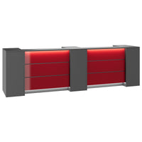 NOVUM Empfangstheke | 3600 - 4400 mm, Multicolor-LED-Beleuchtung, Anthrazit
