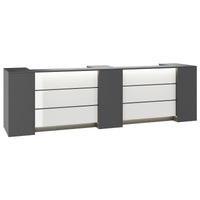 NOVUM Empfangstheke | 3600 - 4400 mm, Multicolor-LED-Beleuchtung, Anthrazit
