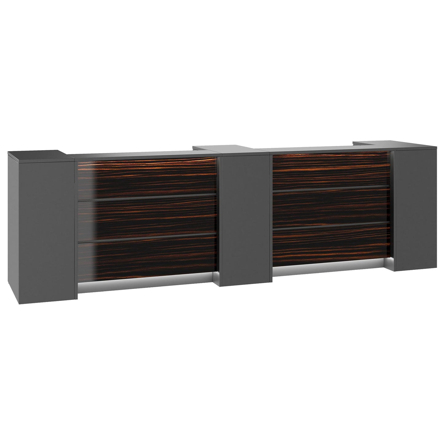 NOVUM Empfangstheke | 3600 - 4400 mm, Multicolor-LED-Beleuchtung, Anthrazit