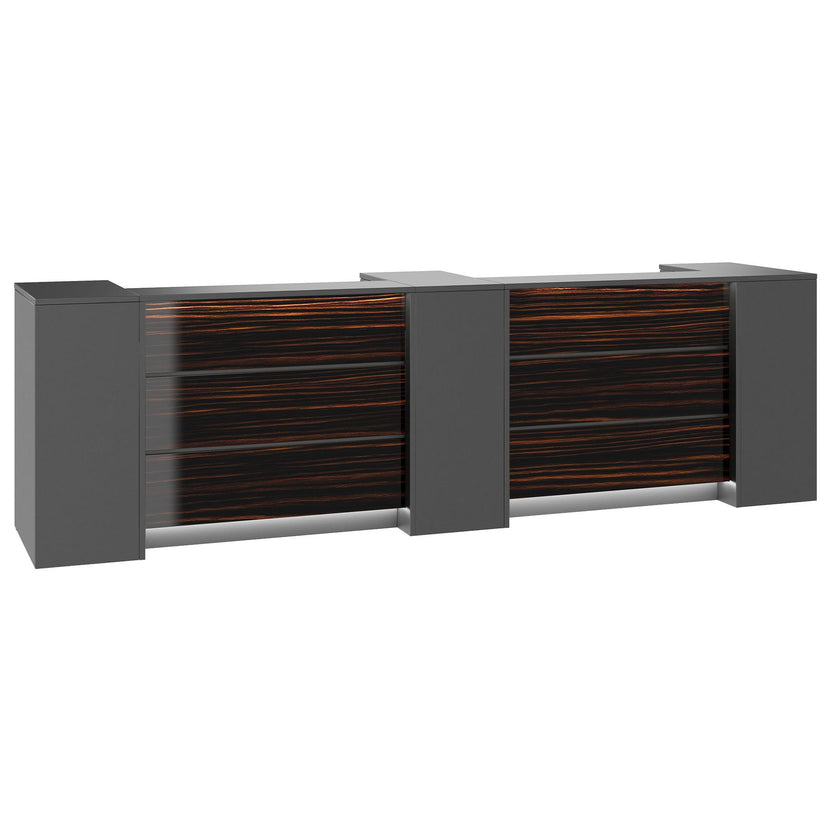 NOVUM Empfangstheke | 3600 - 4400 mm, Multicolor-LED-Beleuchtung, Anthrazit