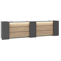 NOVUM Empfangstheke | 3600 - 4400 mm, Multicolor-LED-Beleuchtung, Anthrazit