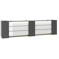 NOVUM Empfangstheke | 3600 - 4400 mm, Multicolor-LED-Beleuchtung, Anthrazit