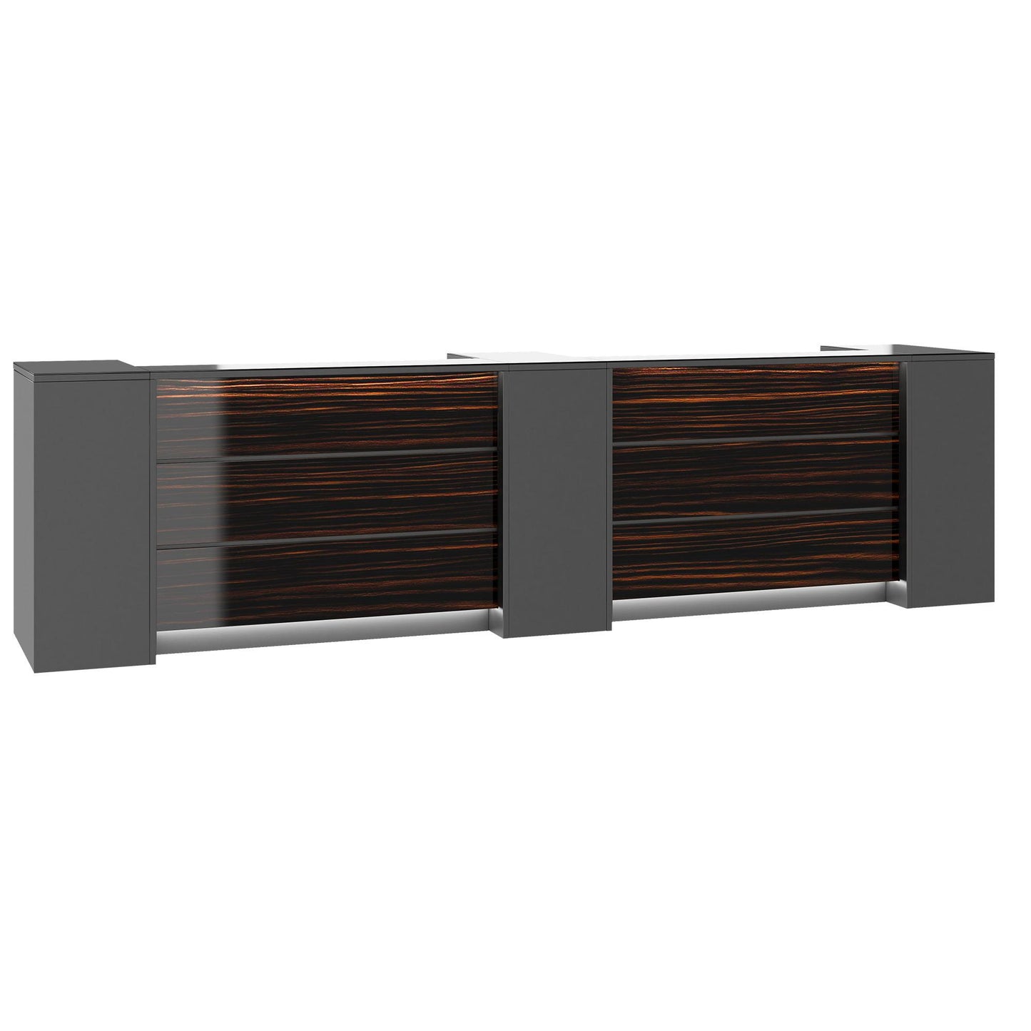 NOVUM Empfangstheke | 3600 - 4400 mm, Multicolor-LED-Beleuchtung, Anthrazit