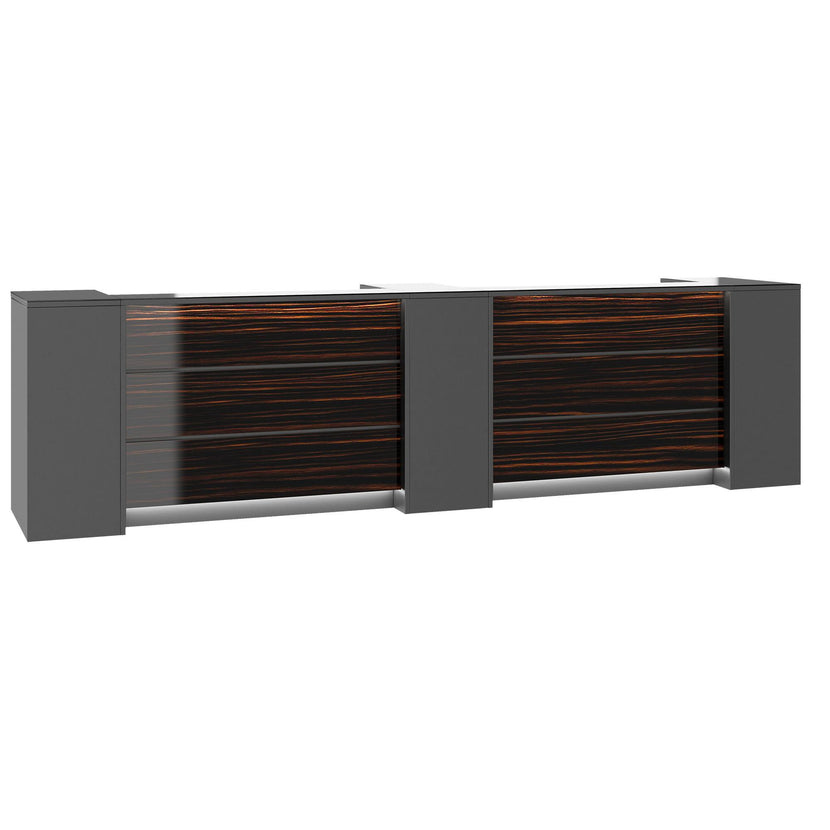 NOVUM Empfangstheke | 3600 - 4400 mm, Multicolor-LED-Beleuchtung, Anthrazit