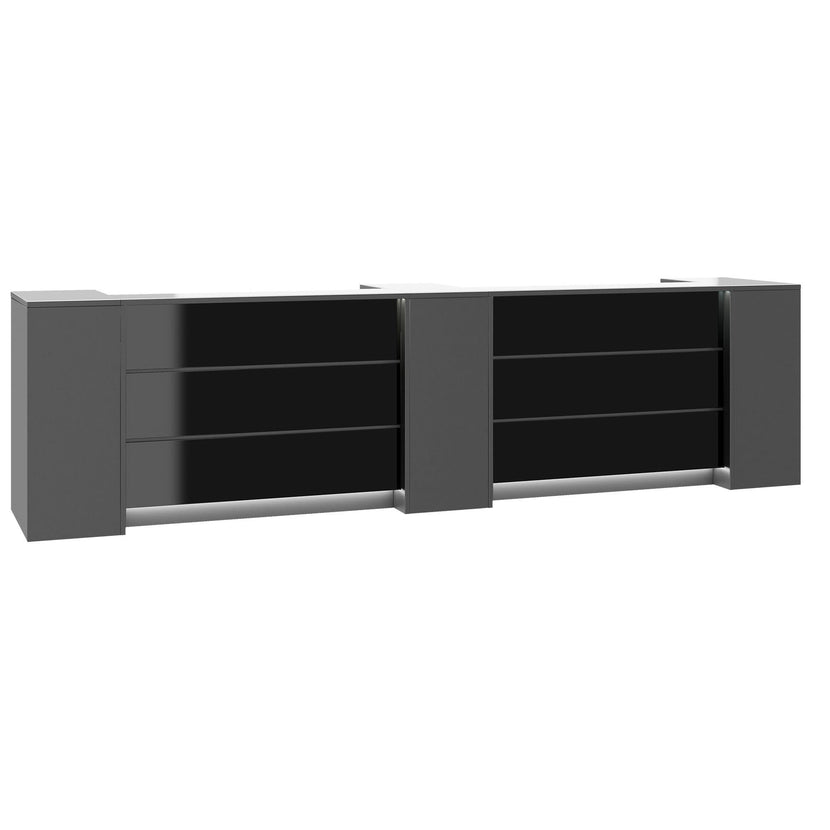 NOVUM Empfangstheke | 3600 - 4400 mm, Multicolor-LED-Beleuchtung, Anthrazit