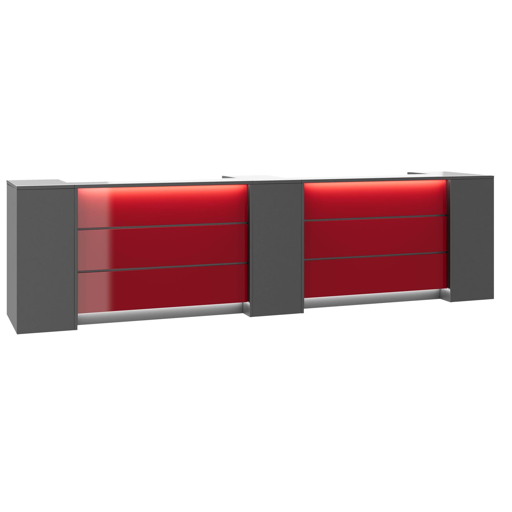 NOVUM Empfangstheke | 3600 - 4400 mm, Multicolor-LED-Beleuchtung, Anthrazit