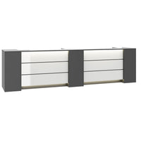 NOVUM Empfangstheke | 3600 - 4400 mm, Multicolor-LED-Beleuchtung, Anthrazit
