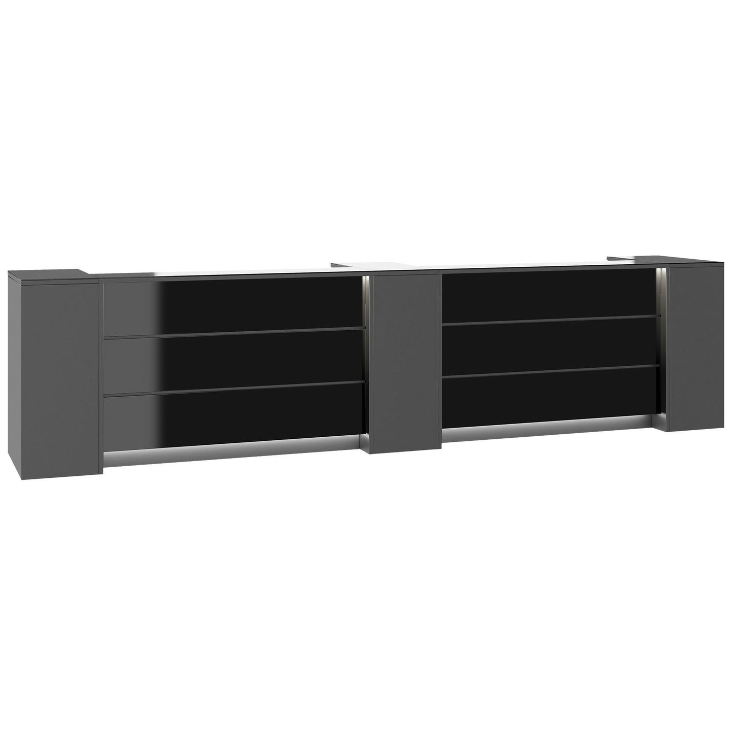 NOVUM Empfangstheke | 3600 - 4400 mm, Multicolor-LED-Beleuchtung, Anthrazit