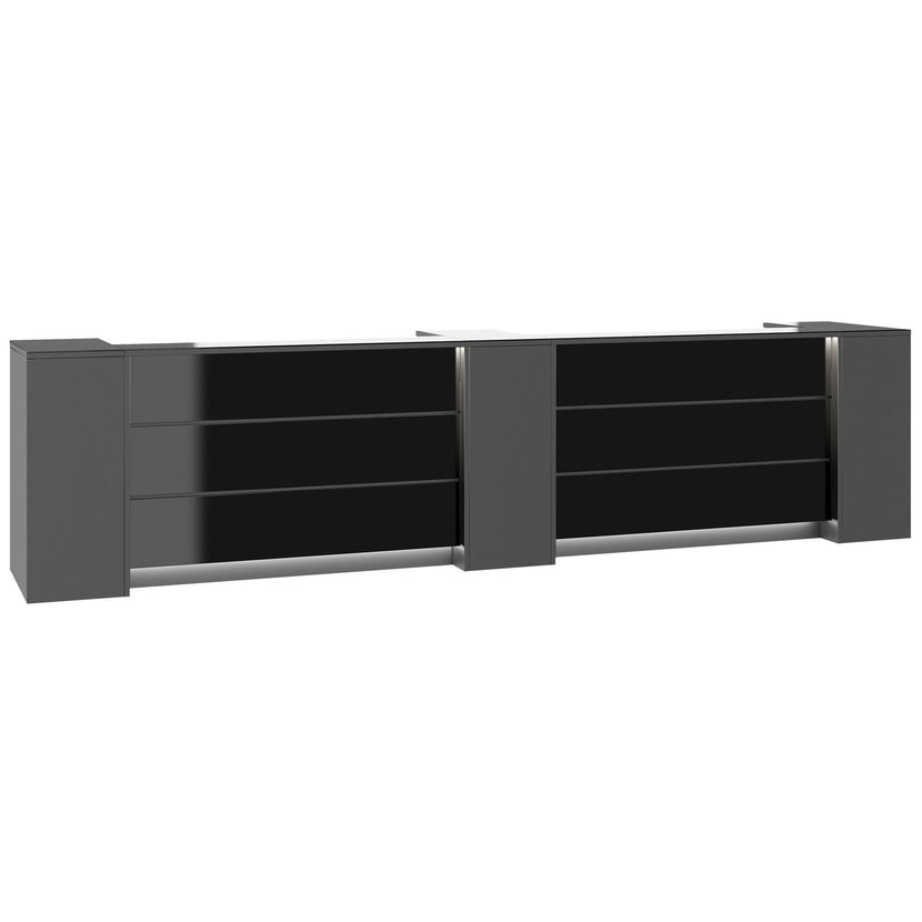 NOVUM Empfangstheke | 3600 - 4400 mm, Multicolor-LED-Beleuchtung, Anthrazit