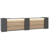 NOVUM Empfangstheke | 3600 - 4400 mm, Multicolor-LED-Beleuchtung, Anthrazit