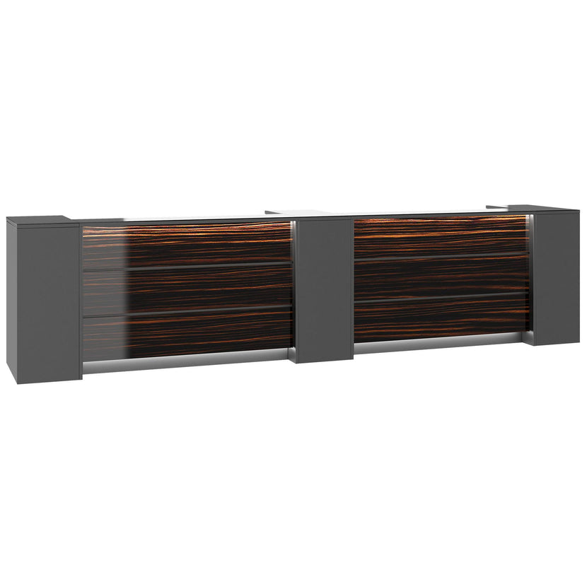 NOVUM Empfangstheke | 3600 - 4400 mm, Multicolor-LED-Beleuchtung, Anthrazit