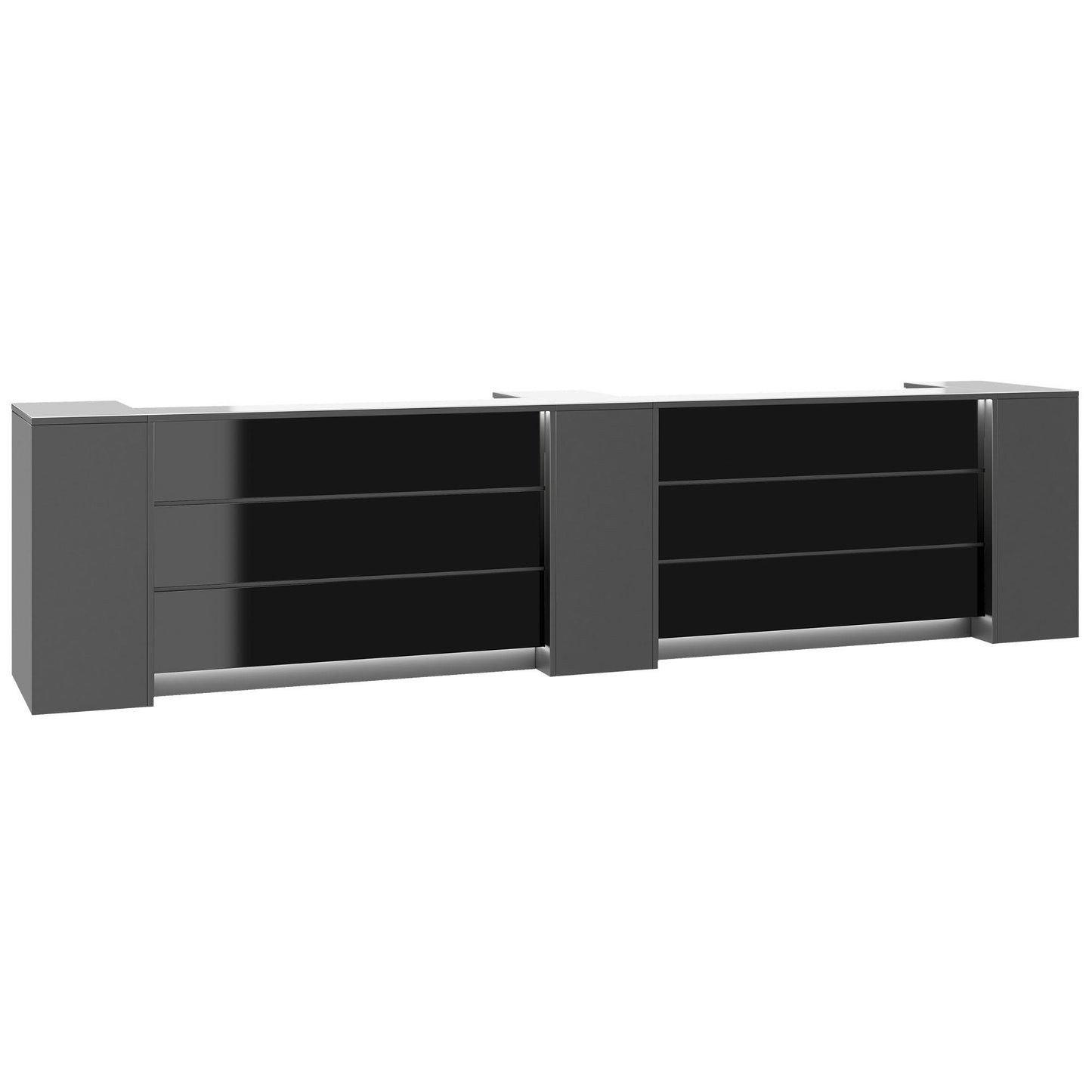 NOVUM Empfangstheke | 3600 - 4400 mm, Multicolor-LED-Beleuchtung, Anthrazit