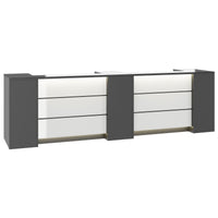 NOVUM Empfangstheke | 3600 - 4400 mm, Multicolor-LED-Beleuchtung, Anthrazit