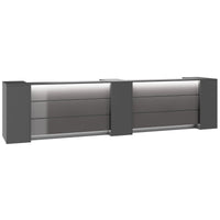 NOVUM Empfangstheke | 3600 - 4400 mm, Multicolor-LED-Beleuchtung, Anthrazit