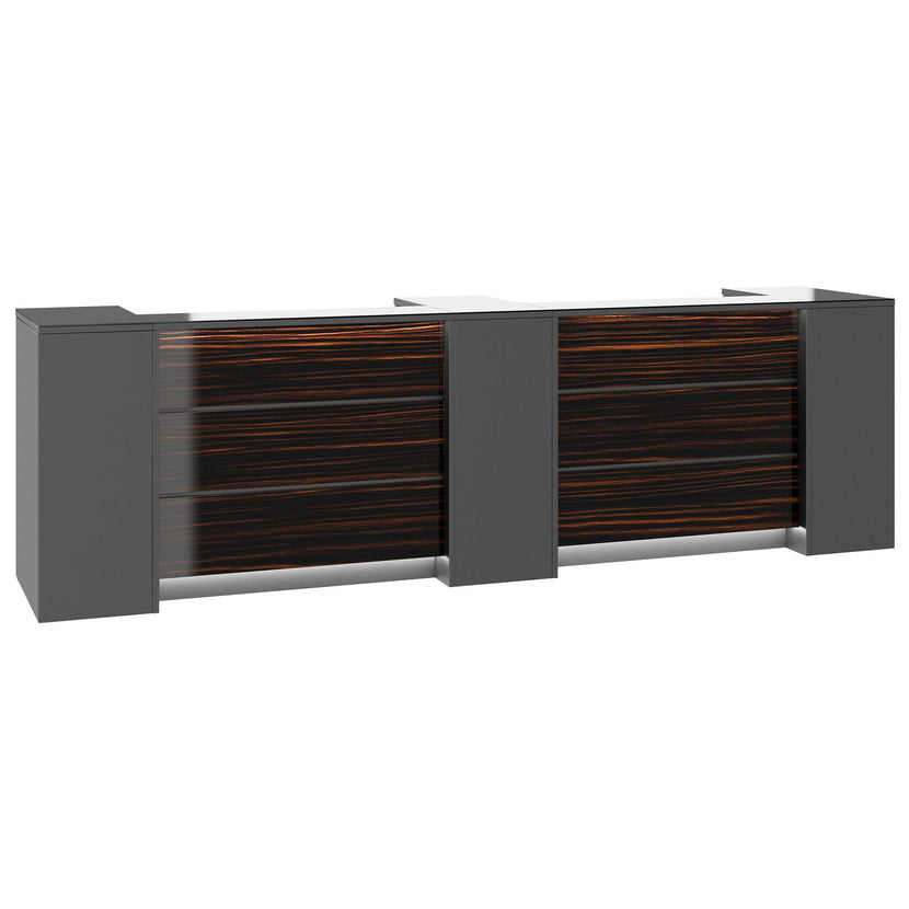 NOVUM Empfangstheke | 3600 - 4400 mm, Multicolor-LED-Beleuchtung, Anthrazit